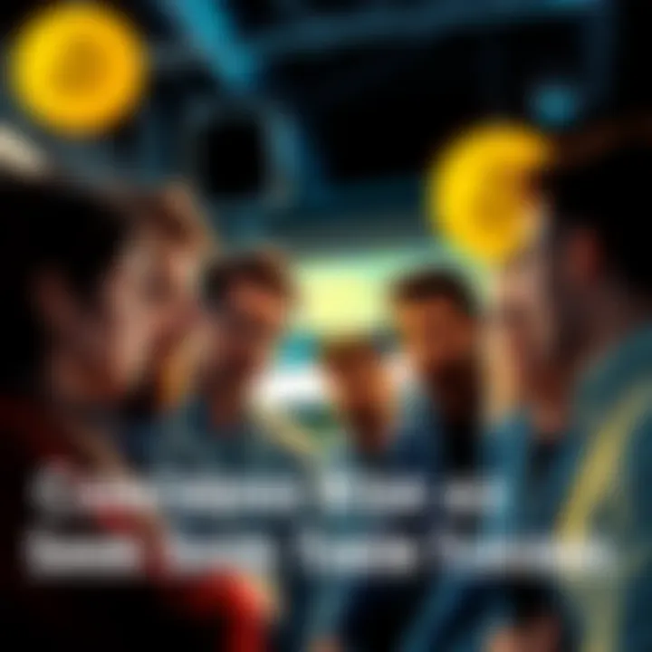 A group of people engaged in a serious discussion about token investments, showing a mix of concern and enthusiasm.