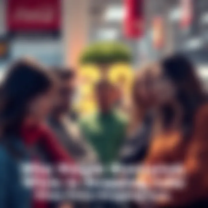 A group of people looking at price tags with unsure expressions as prices drop