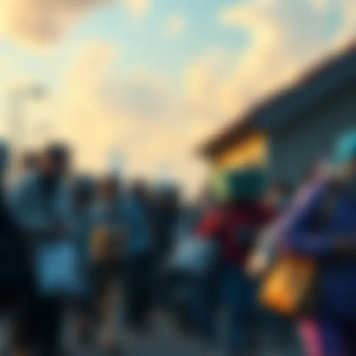 A diverse group of people carrying their belongings and moving to new places, reflecting the impact of migration in 2026