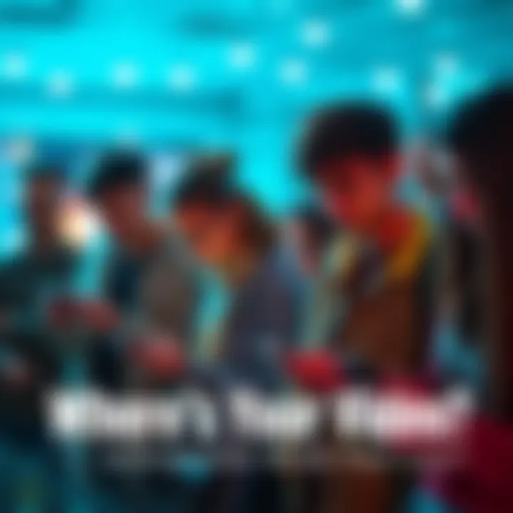 A group of people checking their devices, looking anxious and eager for a video to be released.