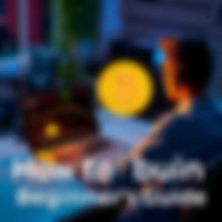 A person sitting at a desk, looking at a laptop screen showing bitcoin prices and buying options