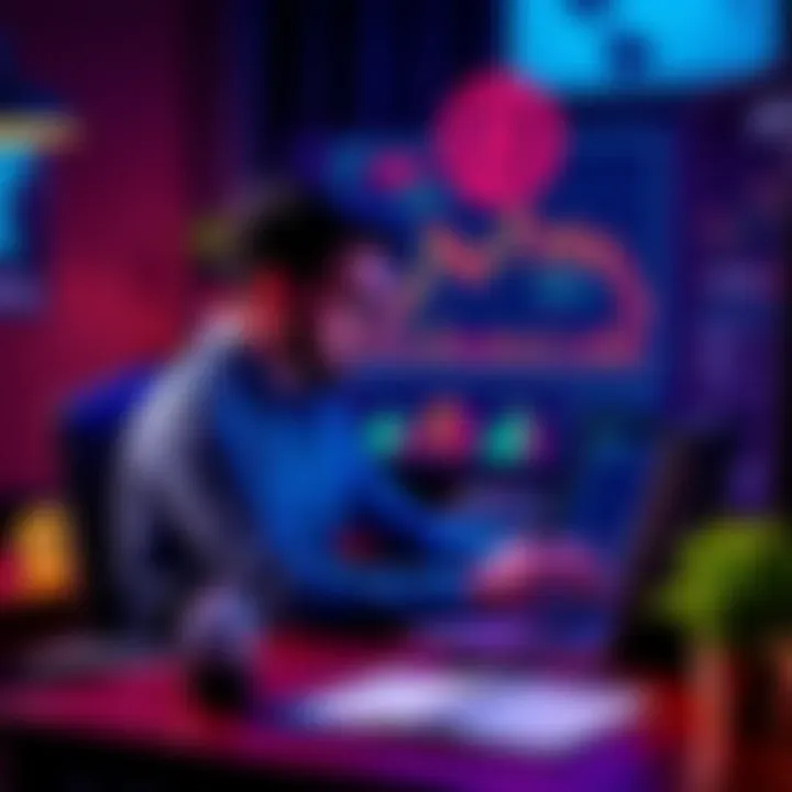 Individual sits at a desk with a laptop and Bitcoin charts, contemplating financial decisions and future plans.