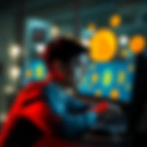 A person looking at a laptop with Bitcoin symbols on the screen, contemplating how to sell inherited Bitcoin safely and transfer funds to a bank account.