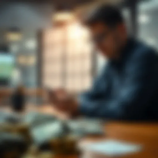 A person sitting at a table counting cash, reflecting thoughts on earning $100 a day for a comfortable life.