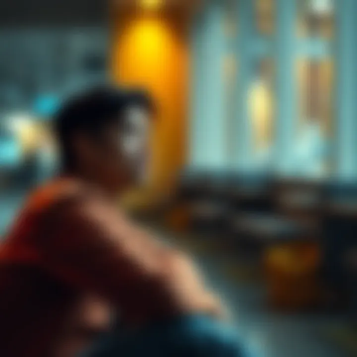 A thoughtful individual sitting alone, looking introspective with a questioning expression.