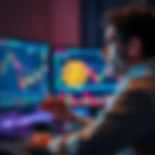 Individual looking at Bitcoin charts on a computer screen, considering investment options