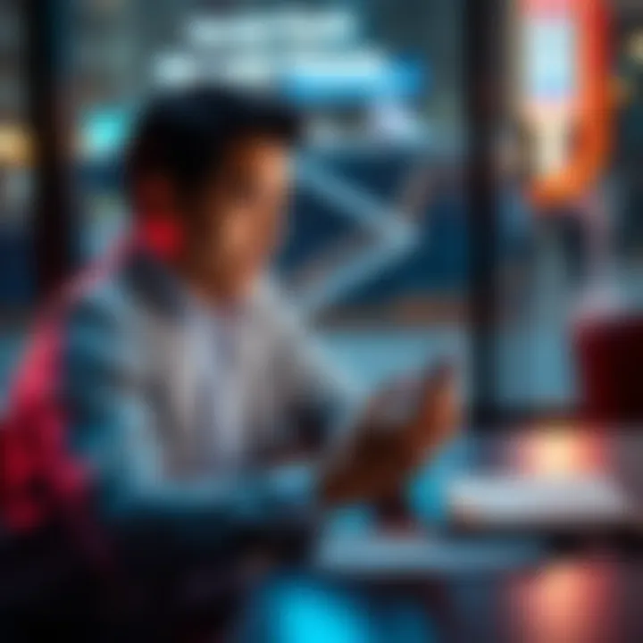 Person holding a phone looking thoughtful A person sitting at a table with a phone in hand, contemplating their social media choices with a notebook nearby.