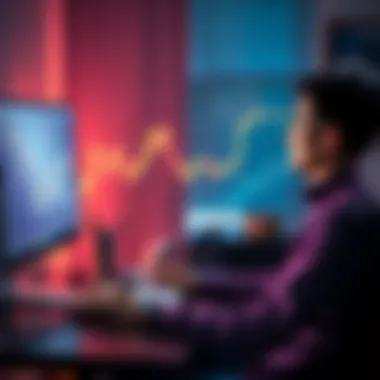 A person sitting at a desk with a distressed expression, staring at a computer screen displaying a falling cryptocurrency chart, symbolizing loss and liquidation.