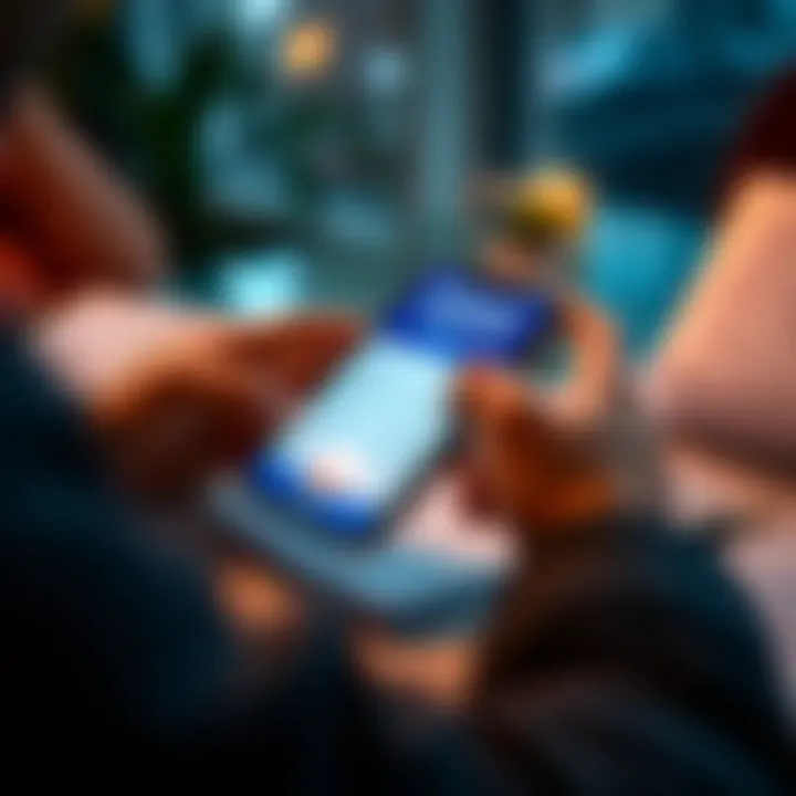 Close-up of a person checking their Revolut account on a smartphone with financial documents on a table