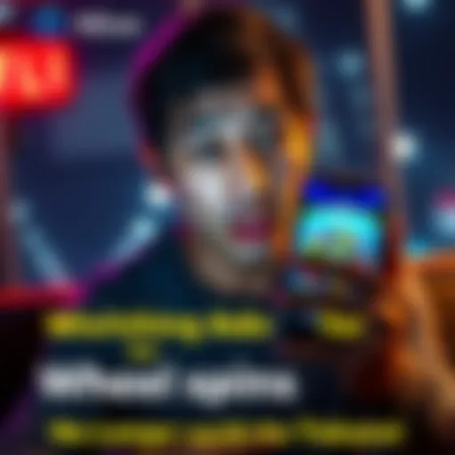 A person looking frustrated while watching ads for Wheel spins in GG Atlas Earth, holding a smartphone with a spinning wheel on the screen.
