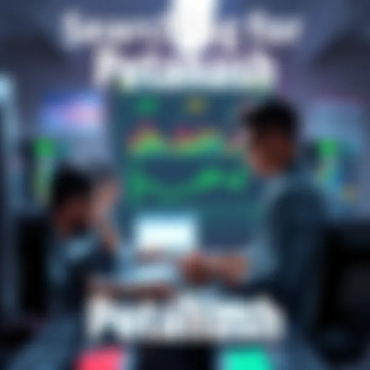 A group of people discussing options for renting 100 petahash, surrounded by computers and charts.