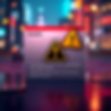 A warning graphic showing a phishing email targeting MANA token holders. The email includes fake offers for free tokens and a warning to avoid scams. There's an alert symbol drawn prominently.