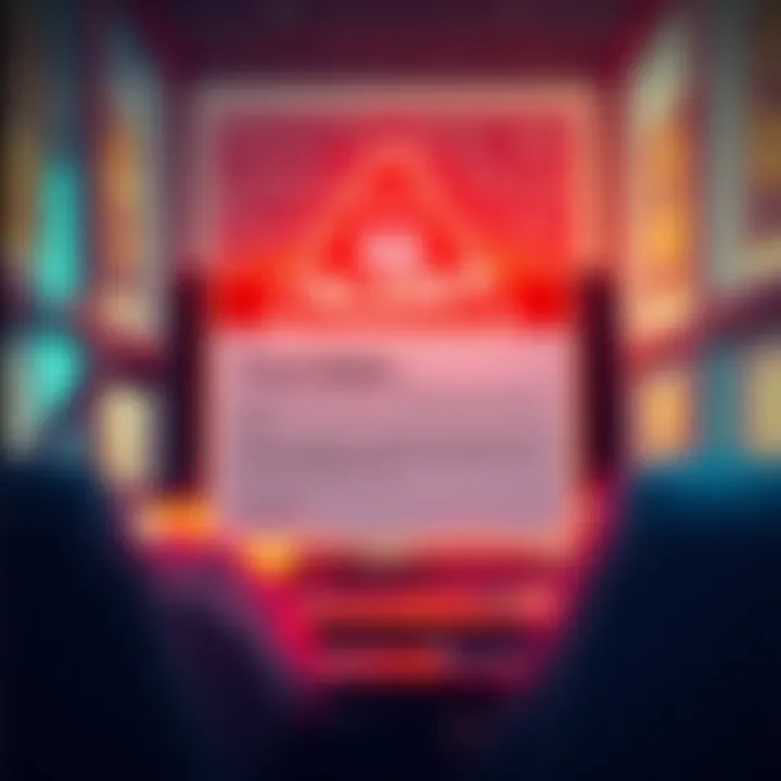 An illustration showing a phishing email with Trust Wallet branding, warning users to avoid dangerous links.