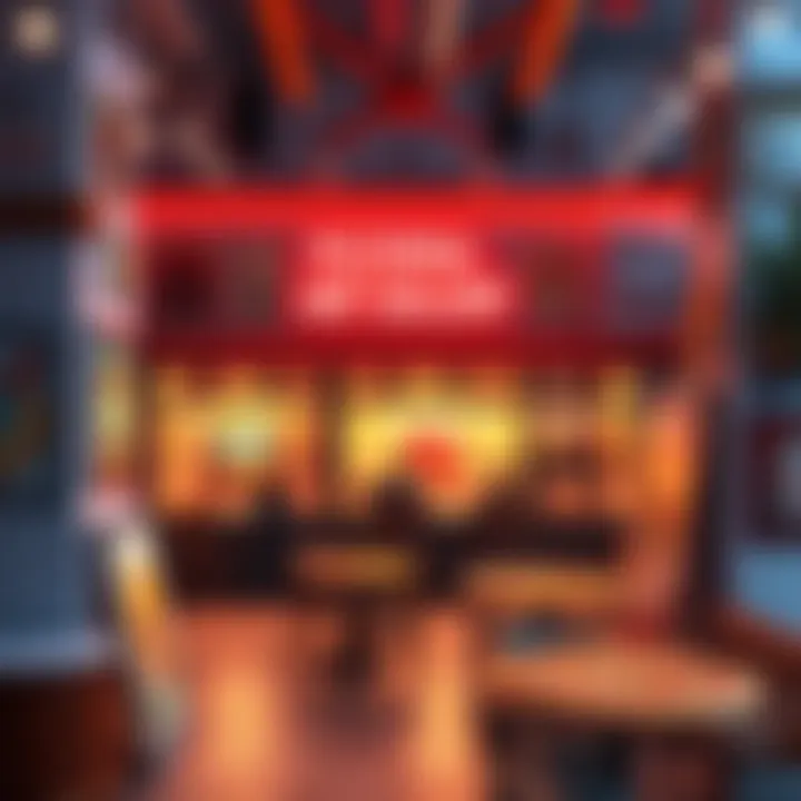A vibrant Pizzeria and Art Gallery showcasing colorful artwork and delicious pizza, inviting people to explore and invest.