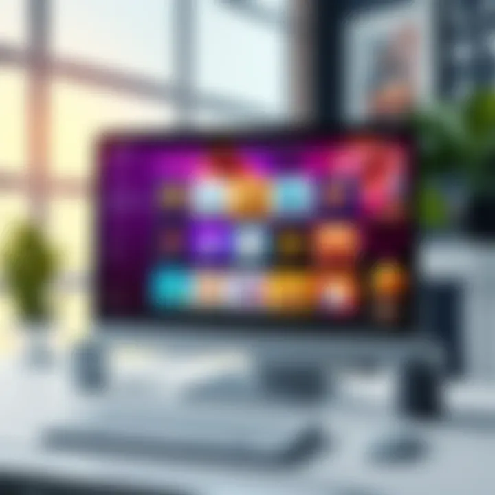 A computer screen displaying various NFT selling platforms with digital art and collectibles on the screen.