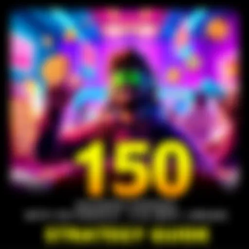 A player in a virtual game celebrating reaching 150 parcels, considering strategies for rent and badge boosts with icons representing Atlas Bucks and rent increases in the background.