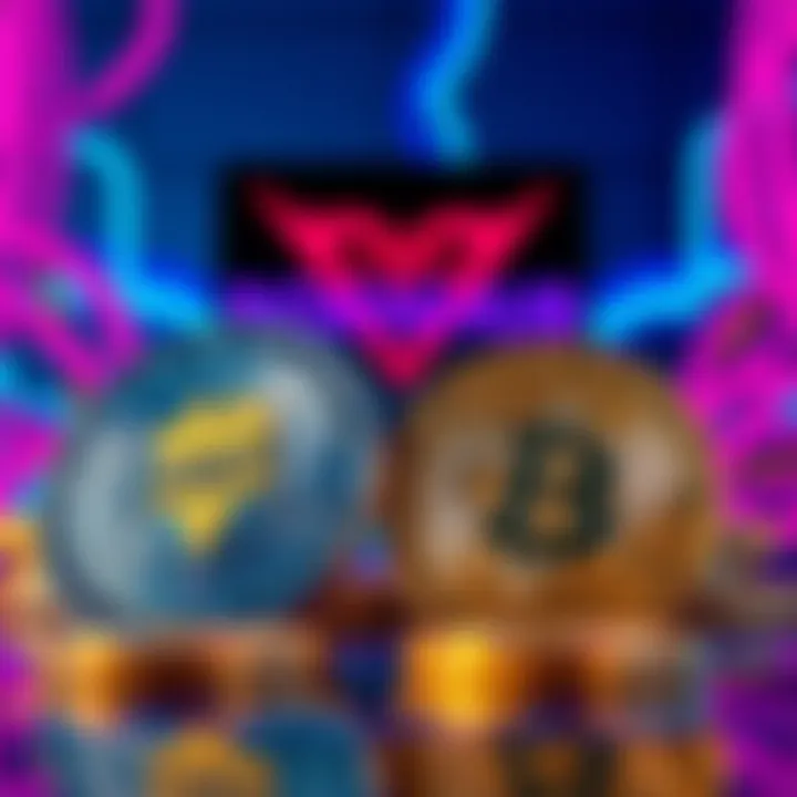 Illustration of digital coins, USDT and USDC, with Pornhub logo in the background