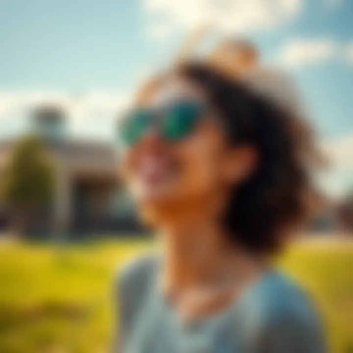 Positive Energy in Daily Life A person experiencing a burst of energy while enjoying a sunny day outdoors, smiling and looking motivated.