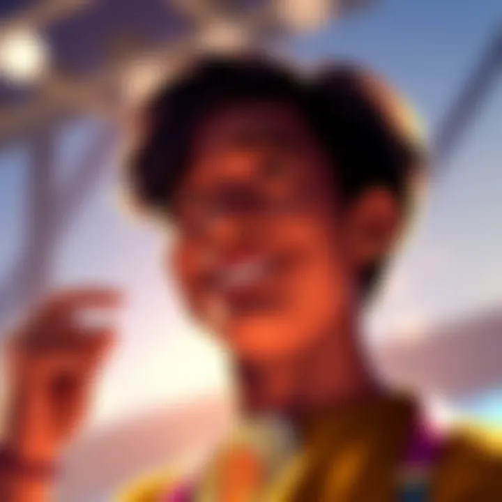 A cheerful person contemplating Bitcoin with a bright background, symbolizing a shift to positivity.