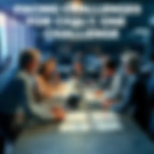 A group of people gathered around a table, discussing plans and strategies for upcoming challenges, with charts and notes in front of them.