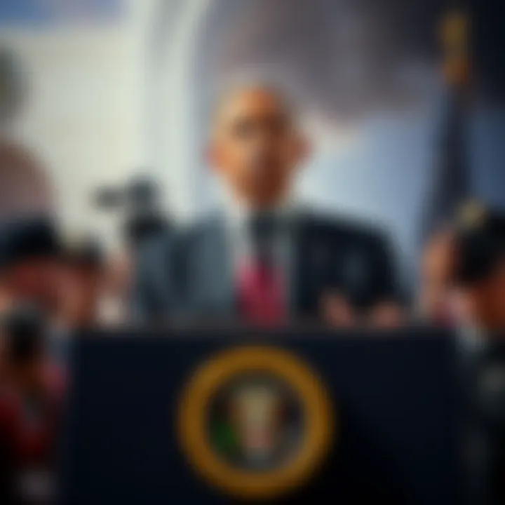 President making controversial statement President speaking at a podium with a serious expression, surrounded by media and cameras, while discussing 9/11 claims