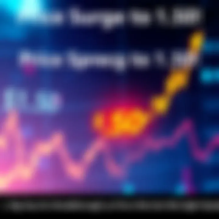 Graphic showing a price chart with a rising trend and the marker at $1.50, symbolizing market excitement