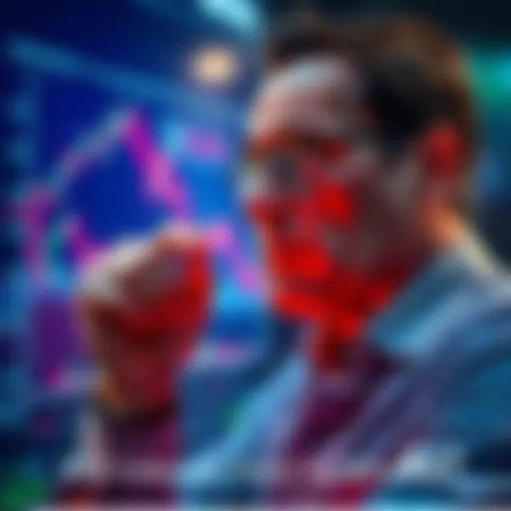 Prices Possibly Dropping Below One Dollar A concerned investor looking at a stock chart showing declining prices, with a hand on their chin in thought