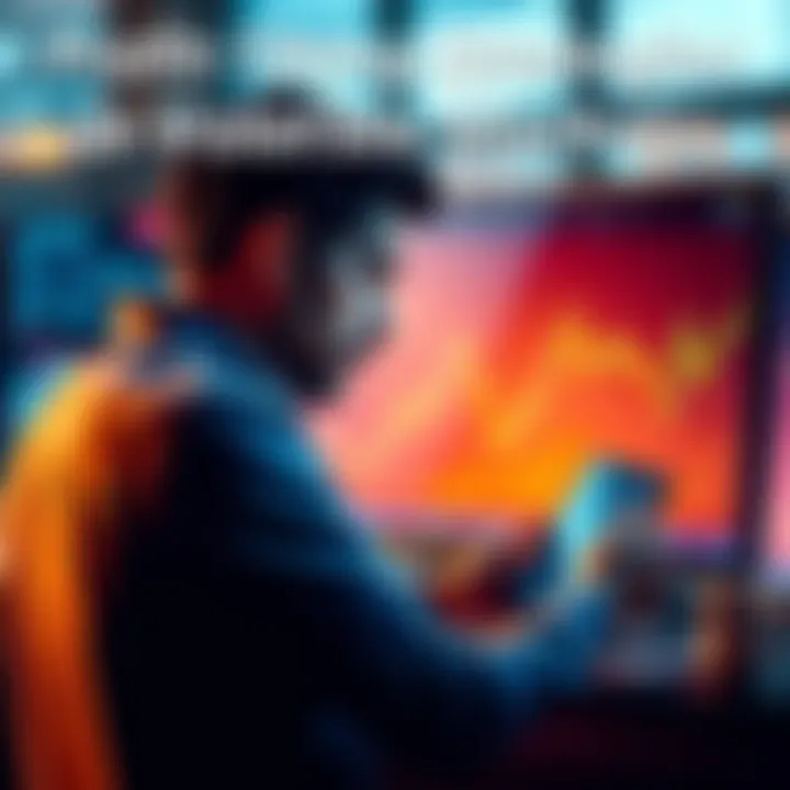 A person analyzing market trends with financial charts and graphs, symbolizing smart profit-taking decisions.