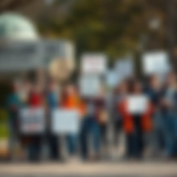 Protest at College Campus Students holding signs in protest against college authorities for ignoring a rape threat claim