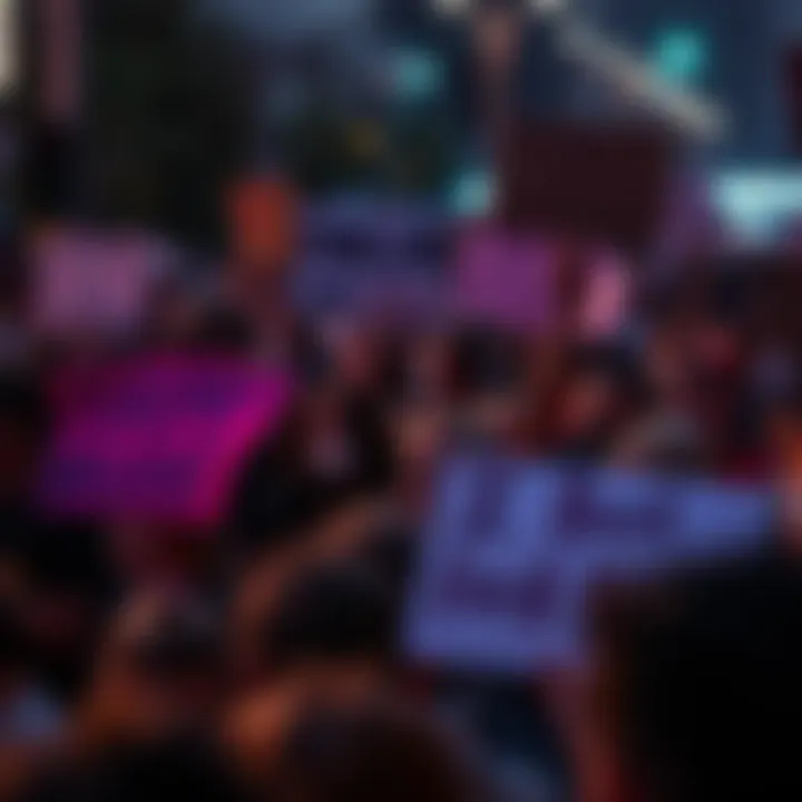 Public Outrage People gathered in protest, holding signs expressing frustration over current events.