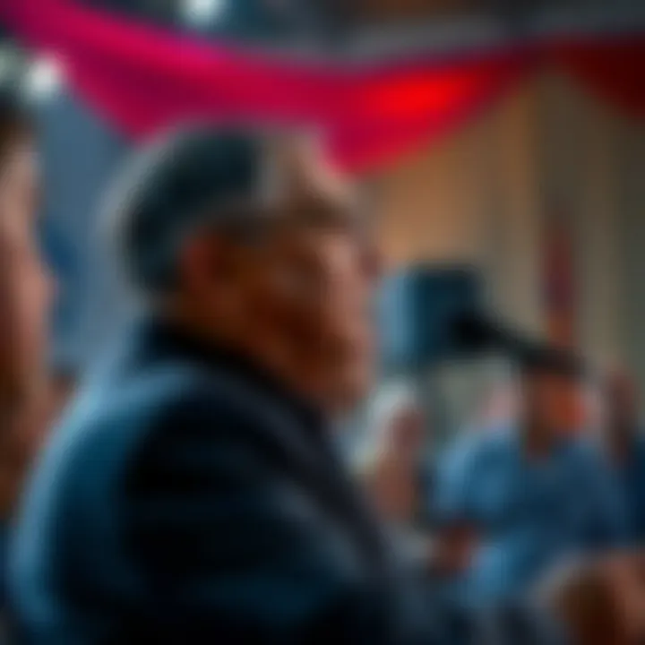 A leader addressing an audience with sincerity during a public apology event.