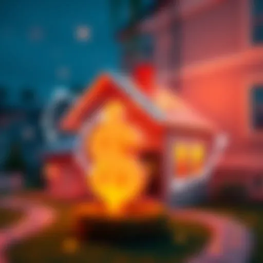 A digital representation of a house with a dollar sign, symbolizing a fast real estate transaction on the blockchain.