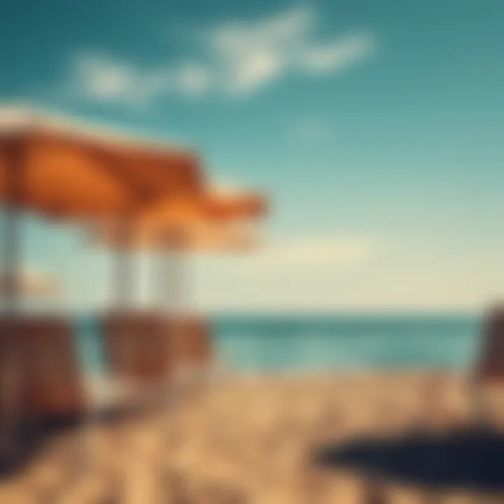 A calm seaside view with empty beach chairs and umbrellas, symbolizing a lull in the market activity during a bear market.