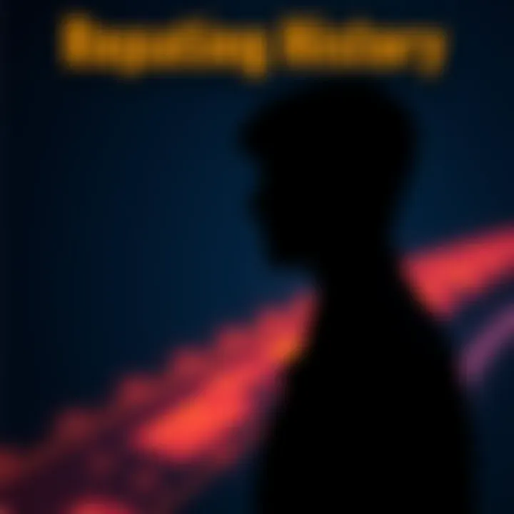 Repeating History A silhouette of a person looking at a timeline with highlighted historical events, reflecting on past decisions.