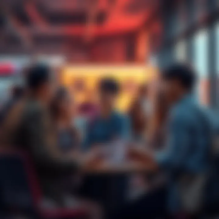 A group of people discussing their ideas and solutions to access vital resources.