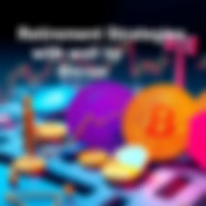 A visual representation of Bitcoin and retirement savings strategies, featuring a blend of traditional financial symbols and cryptocurrency elements.