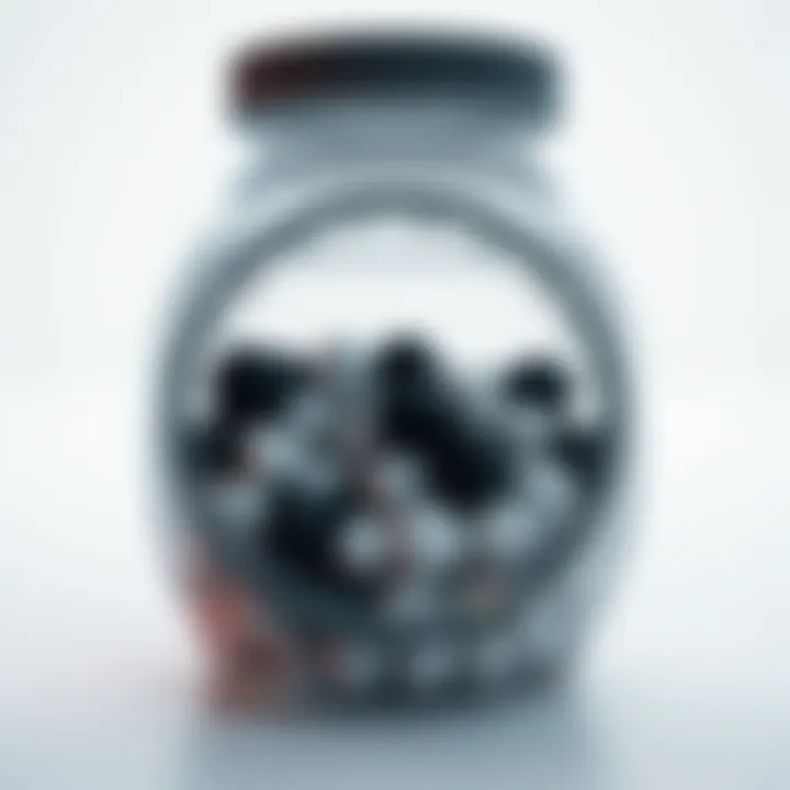 A reusable jar with a unique tamper-evident lid showing a distinct pattern created by black and white balls inside the lid, indicating security for sensitive items.