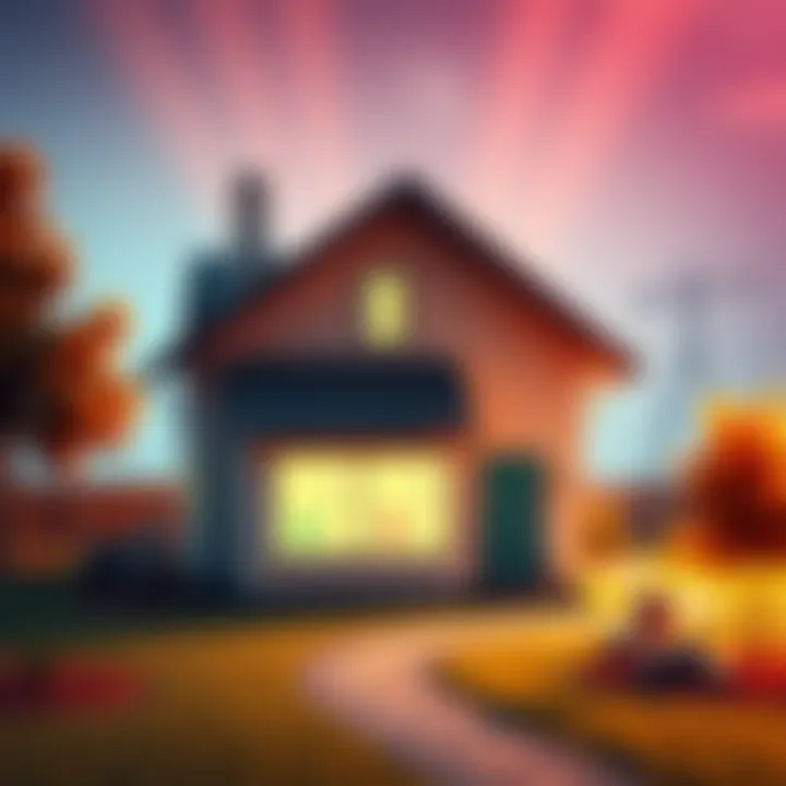 Visual representation of a house with a graphic showing mortgage payment options in three installments, symbolizing financial flexibility.