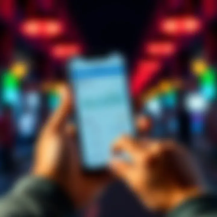 A person holding a smartphone displaying the Revolut app with financial charts and payment options visible.
