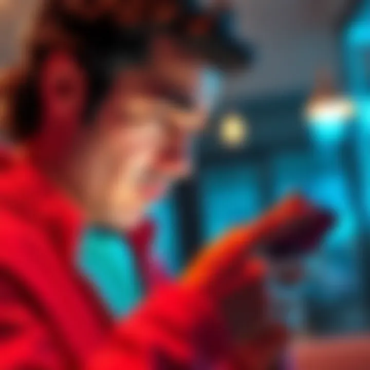 Revolut App Security A person checking their bank balance on the Revolut app with a worried expression, highlighting concerns about money safety.