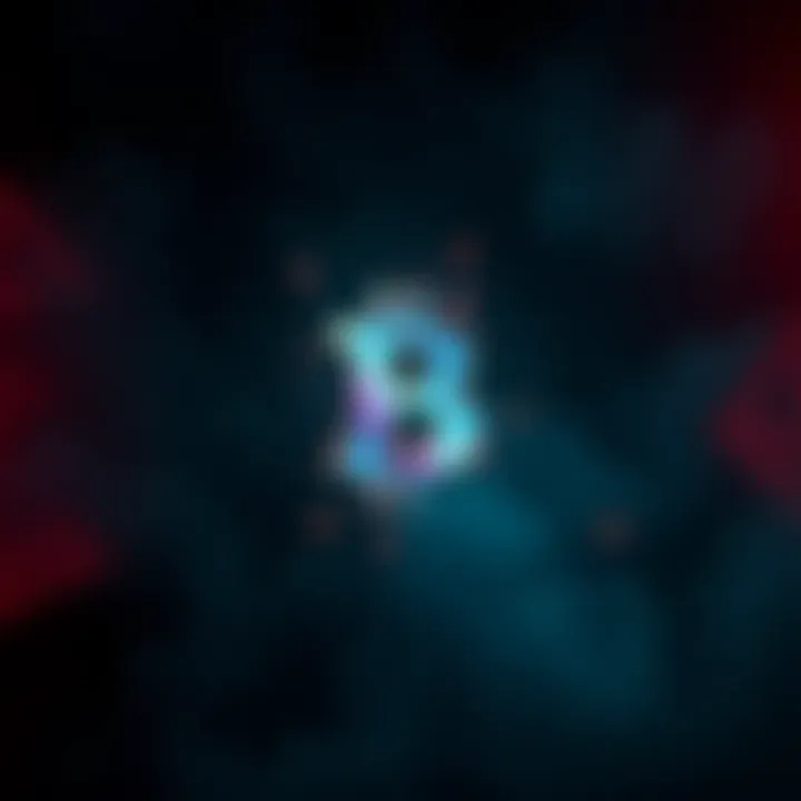 A visual representation of rising crypto crime, featuring a digital currency symbol surrounded by dark shadows and warning signs.