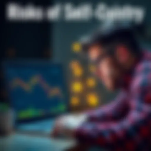 A concerned person looking at a laptop displaying cryptocurrency charts, illustrating the risks of self-custody versus centralized exchanges.