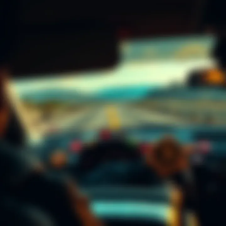 A car on a road trip with 25 badges displayed on the dashboard, representing adventure and fun