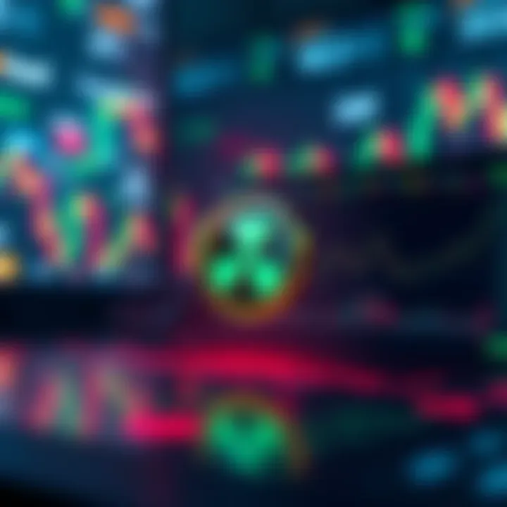 Visual representation of Robinhood's 24/7 trading feature with XRP logo and stock charts.