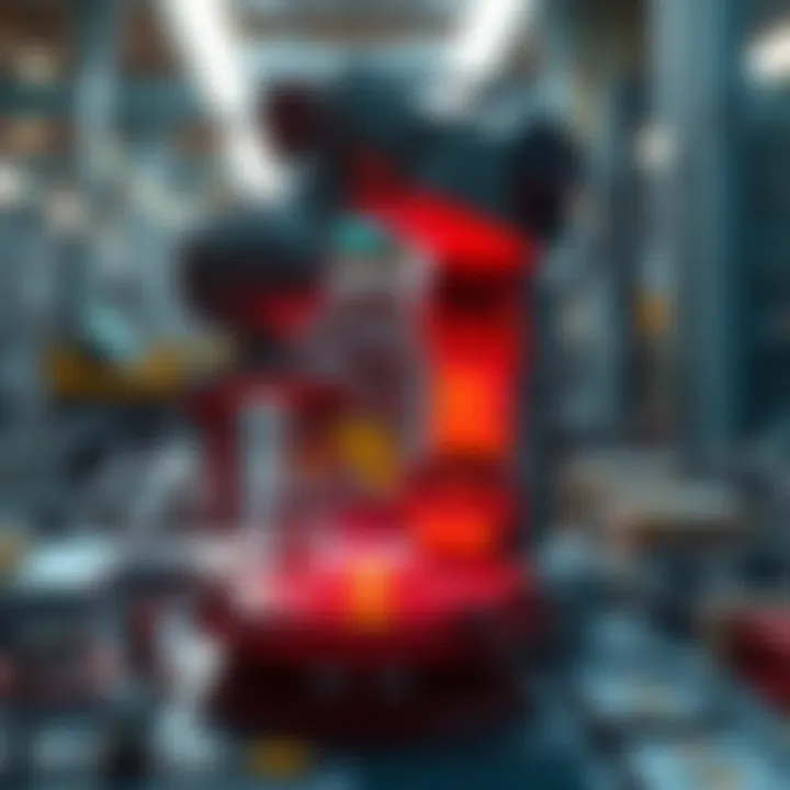 A robotic arm assembling parts in a factory, showcasing automation in manufacturing.