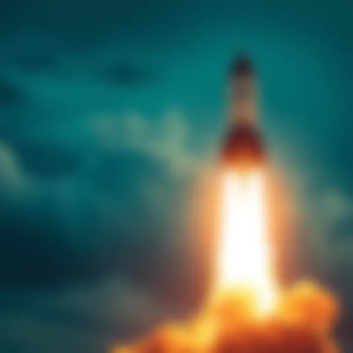 Rocket Taking Off A rocket launching into the sky with smoke and flames beneath it, symbolizing new beginnings after a drought.