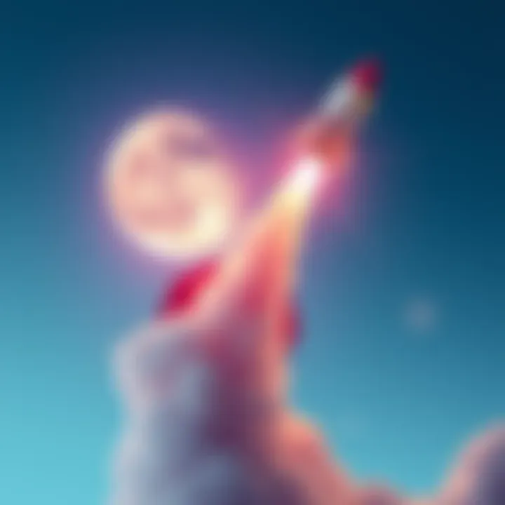 A rocket ascending through the sky, symbolizing soaring predictions for financial growth by 2035.