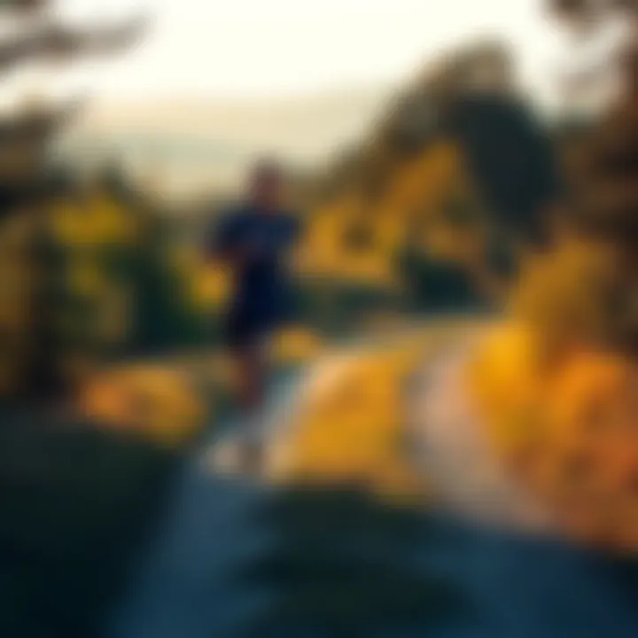 Runner training on a path A runner steadily training on a scenic path, representing patience and persistence in marathon preparation.