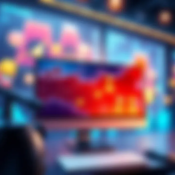 Illustration of a computer screen displaying cryptocurrency symbols and a map of Russia, highlighting state control over digital currencies.