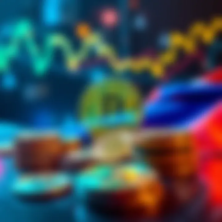 A visual representation of Russian firms using cryptocurrency for trade with Iran, showcasing digital currency symbols and trade graphics.